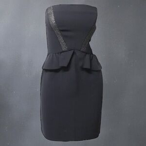 Sandro Black Strapless Dress with Peplum Detail Size 2